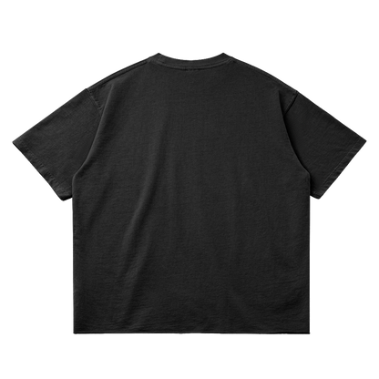 Ghosts Cant Dream Garment Dyed Streetwear Tee 260GSM Black Cotton With Faded Raw Hem