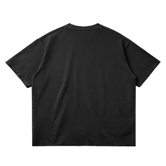 Ghosts Cant Dream Garment Dyed Streetwear Tee 260GSM Black Cotton With Faded Raw Hem