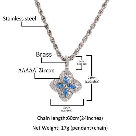 Cubic Zirconia Colorful Four-Leaf Clover Pendant