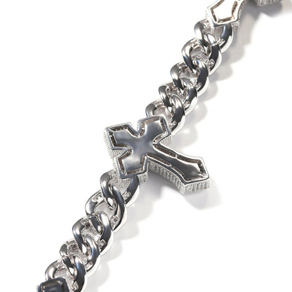 mens gold cross cuban link chain necklace