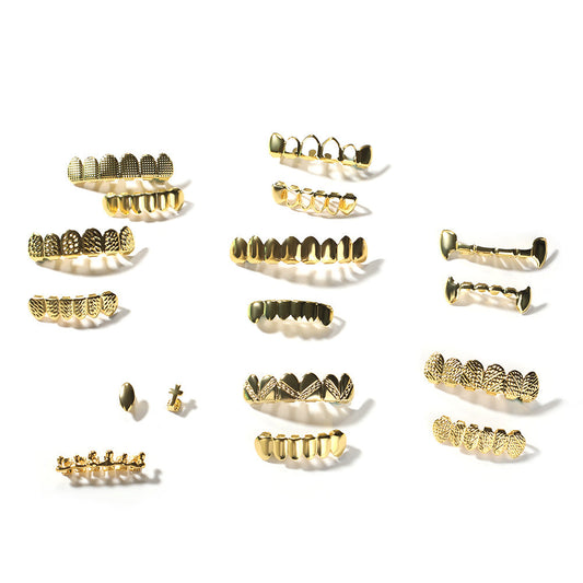 Hip-hop polished braces with gold electroplating