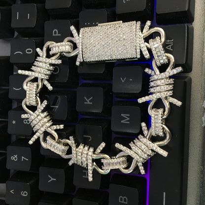 Wire chain diamond thorn necklace bracelet