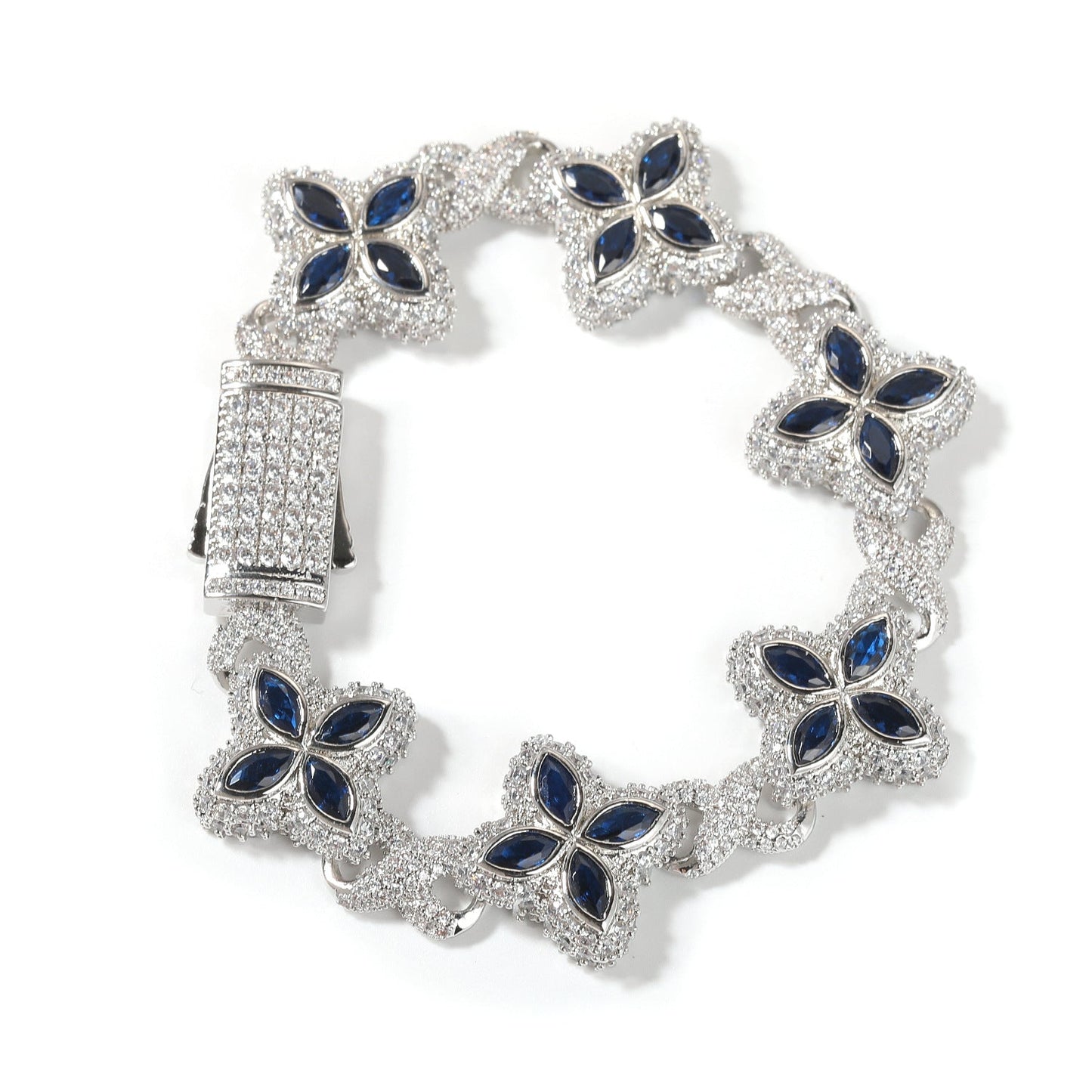 Hip-hop zircon colored infinite four-leaf clover bracelet