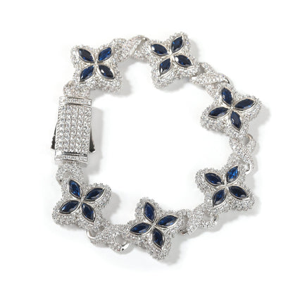 Hip-hop zircon colored infinite four-leaf clover bracelet