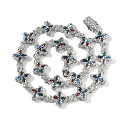 Hip-hop zircon colored infinite four-leaf clover bracelet