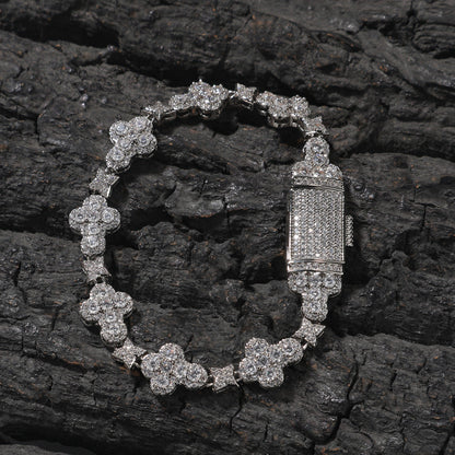 10mm cross flower star bracelet with micro-inlaid zircon