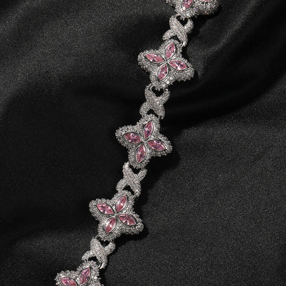 Hip-hop zircon colored infinite four-leaf clover bracelet