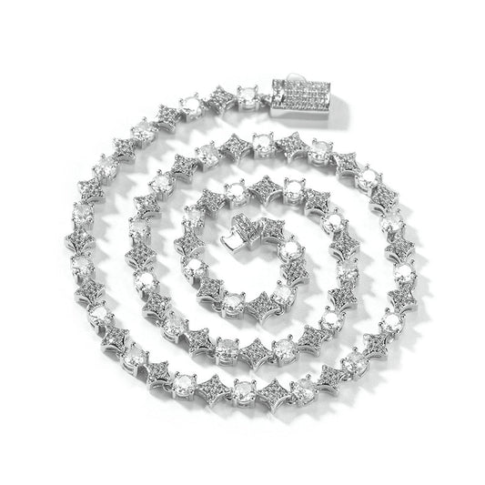 Star zircon tennis chain necklace