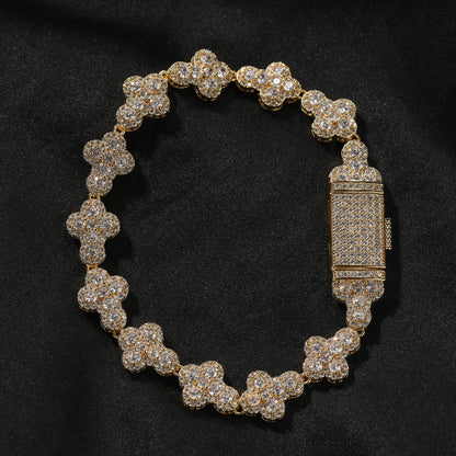mens gold cross moissanite chain necklace
