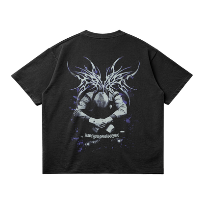 Kryptic Myst Garment Dyed Streetwear Tee 260GSM Cotton Faded Raw Hem True To Size
