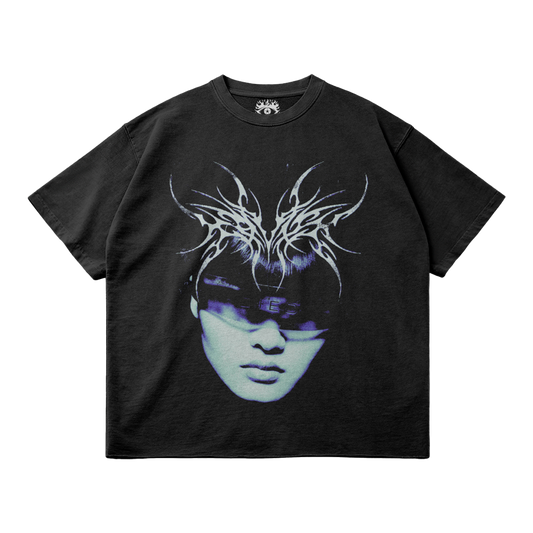 Kryptic Myst Garment Dyed Streetwear Tee 260GSM Cotton Faded Raw Hem True To Size
